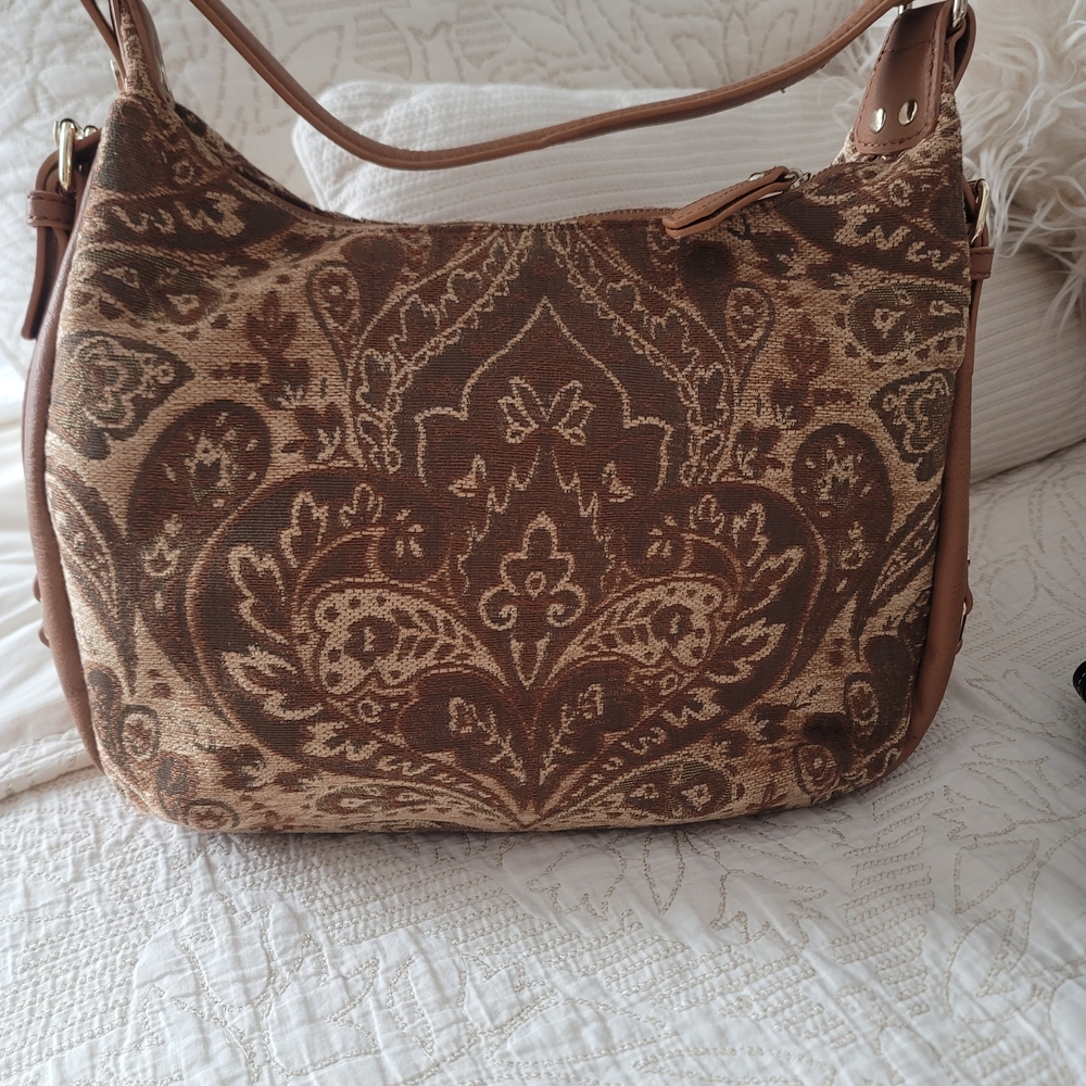 Chic Brown Patterned Shoulder Bag